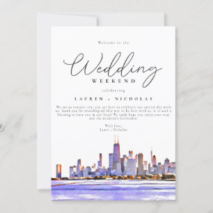 Chicago Wedding Weekend Welcome Itinerary Invitation