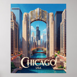 Chicago Willis Tower Modern Cityscape Poster