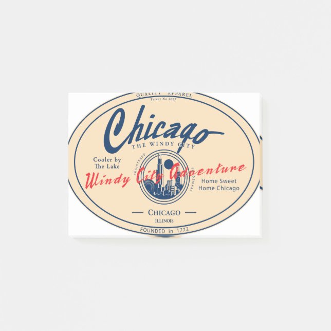 Chicago Windy City Adventure Post-it Notes (Front)