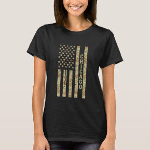 Chicago Windy City Illinois Desert Camo Distressed T-Shirt