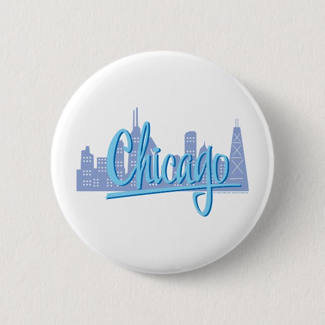 Chicago Windy City Skyline 6 Cm Round Badge (Front)