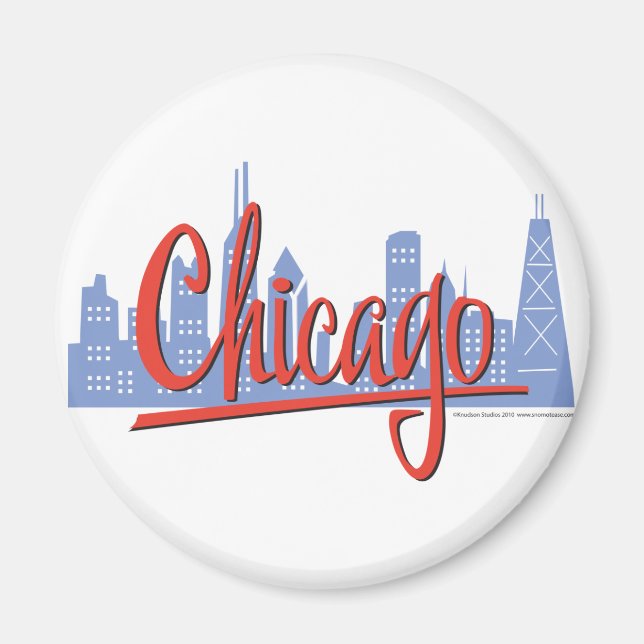 Chicago Windy City Skyline Magnet (Front)