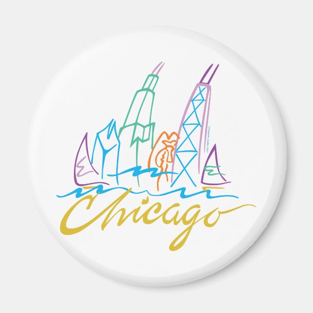 Chicago Windy City Skyline Magnet (Front)