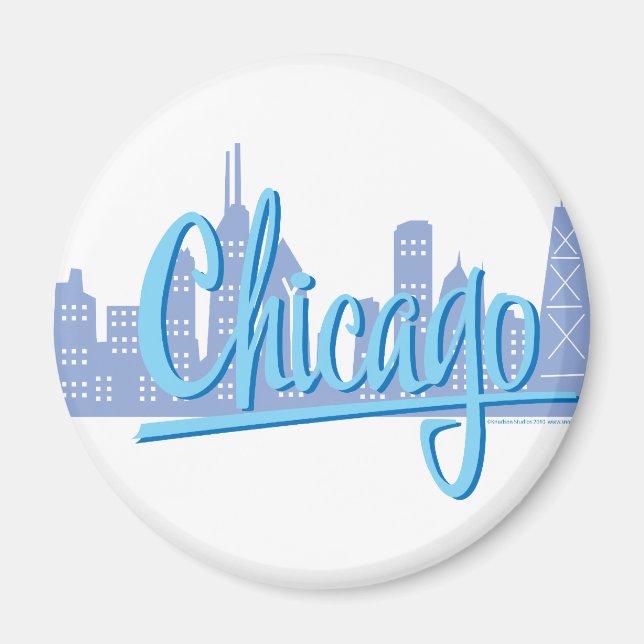 Chicago Windy City Skyline Magnet (Front)