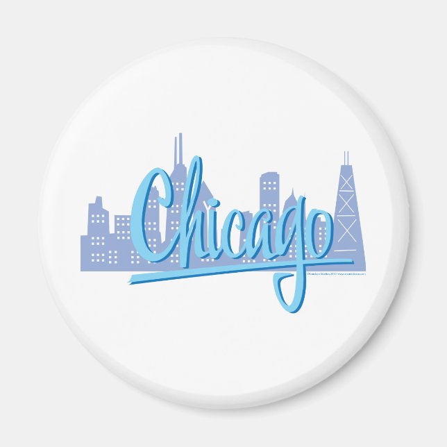 Chicago Windy City Skyline Magnet (Front)