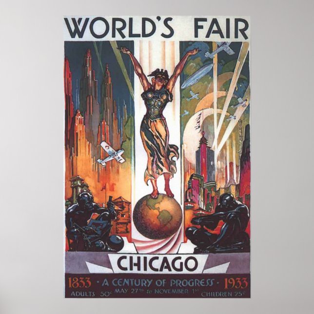 Chicago World's Fair 1933 Vintage Poster (Front)