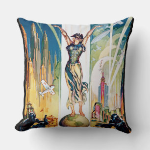 Chicago World's Fair 1933 Vintage Poster Cushion