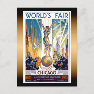 Chicago World's Fair 1933 - Vintage Retro Art Deco Postcard