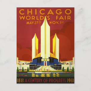 Chicago World's Fair 1933 Vintage Travel Poster Postcard