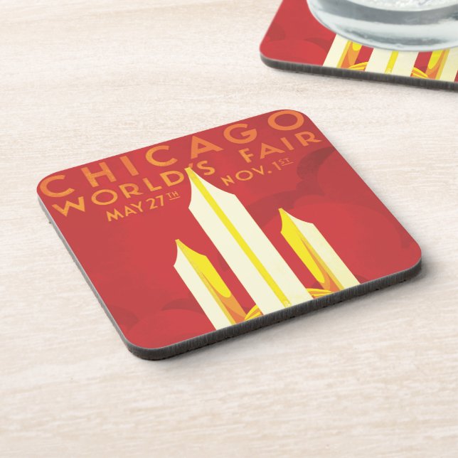 Chicago Worlds Fair Vintage Poster Coaster (Left Side)