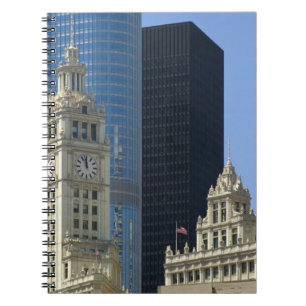 Chicago, Wrigley Building with Trump Hotel & Spiral Notebook