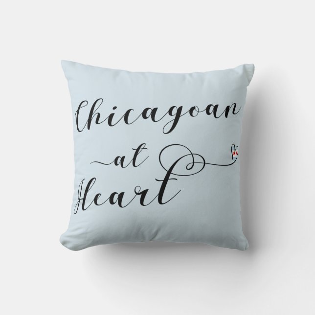 Chicagoan At Heart Throw Cushion, Chicago Cushion (Front)
