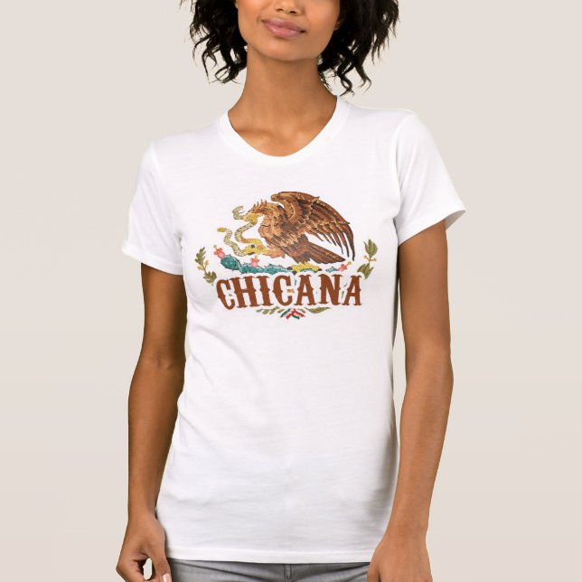 Chicana Mexico Coat of Arms T-Shirt (Front)