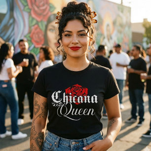 Chicana Queen Red rose tshirt