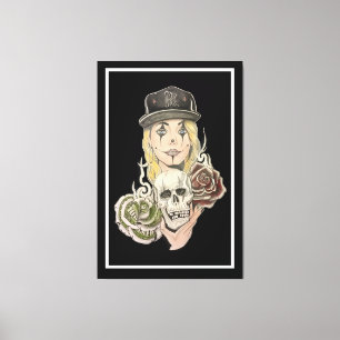 Chicano Art Black Canvas Art Print