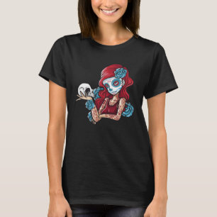 Chicano Flash Tattoo Chica and Sugar Skull Y Roses T-Shirt