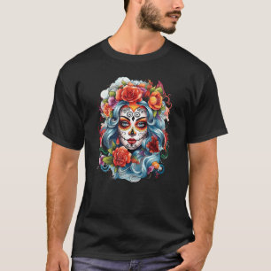 Chicano Girl Mexico Flowers Death Pretty 11 T-Shirt