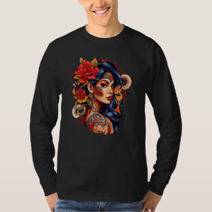 Chicano Girl Mexico Flowers Death Pretty 9 T-Shirt
