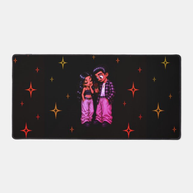 Chicano Love Couple Cute Chicana Desk Mat (Front)