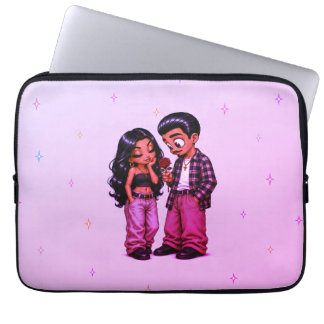 Chicano Love Couple Pink Romantic Rose Laptop Sleeve
