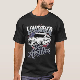 Chicano Low Rider Truck American Flag Los Angeles  T-Shirt