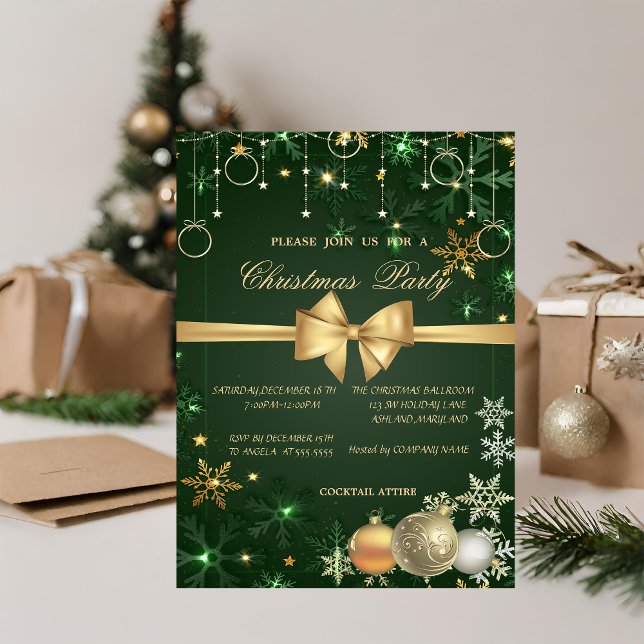 ChicChristmas Balls,Snowflakes Corporate Christmas Invitation (Creator Uploaded)