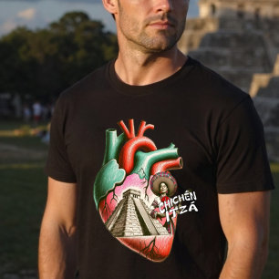 Chichén Itzá Mayan Pyramid Anatomical Heart T-Shirt