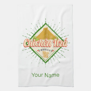 Chichen Itza Mexico Retro Mayan Vintage Yucatan Tea Towel
