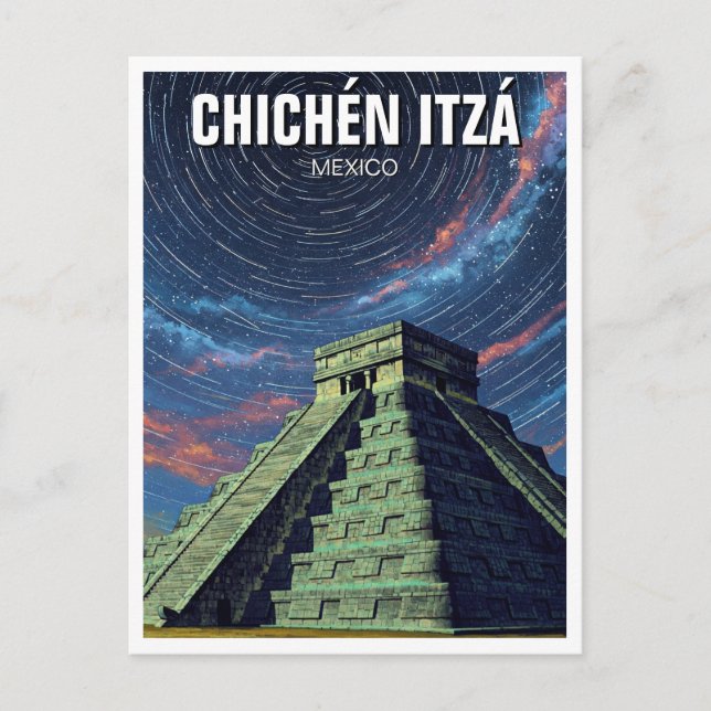 Chichen Itza Mexico Travel Night Stars Postcard (Front)