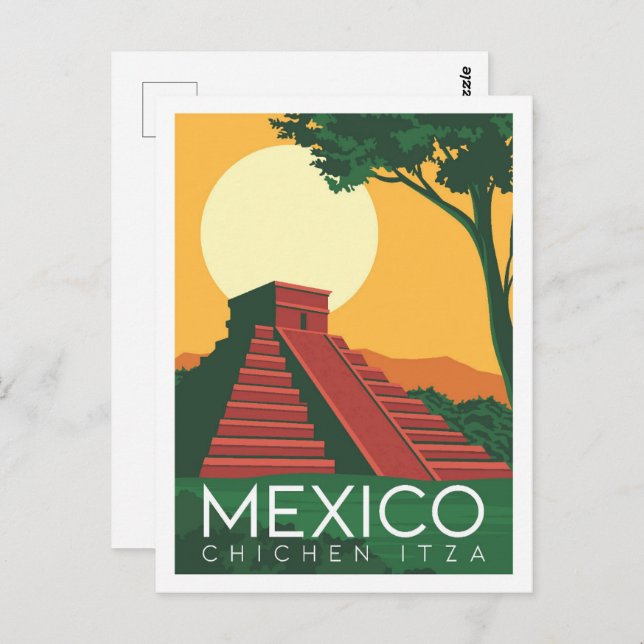 Chichen Itza Mexico Travel Place Illustration Postcard (Front/Back)
