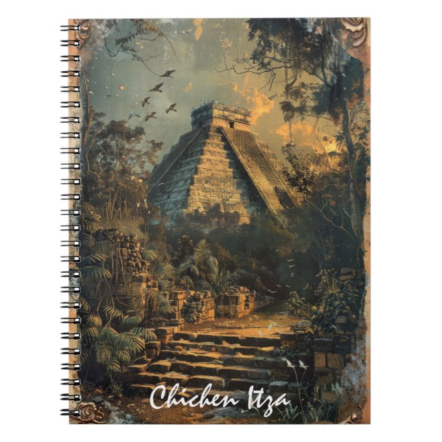 Chichen Itza Mexico Vintage Travel Artwork Notebook (Front)