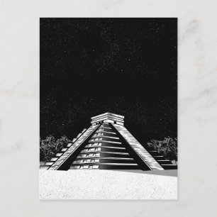 Chichen Itza pyramid and night Postcard