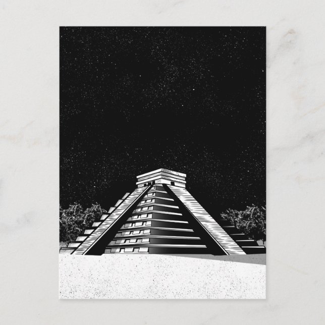 Chichen Itza pyramid and night Postcard (Front)