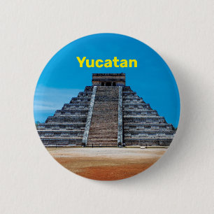 Chichen Itza Pyramid pin button