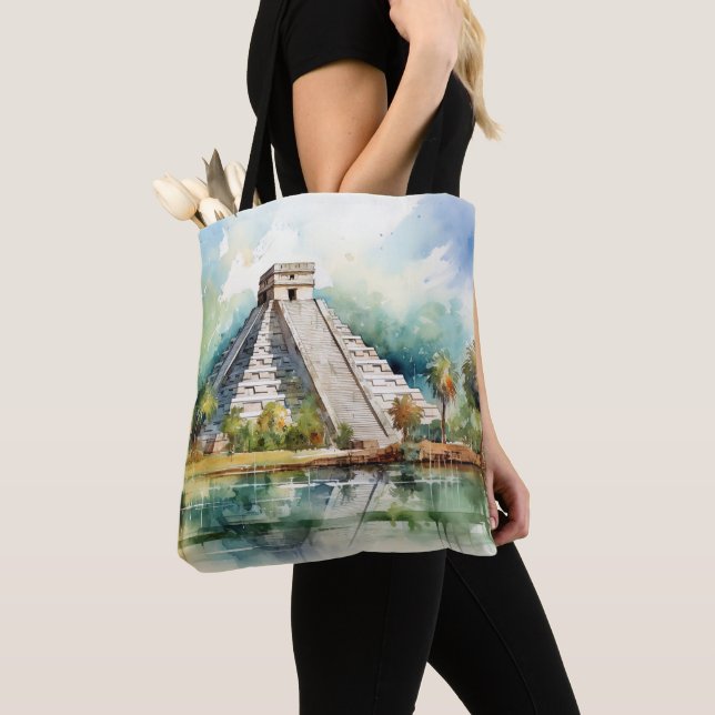 Chichen Itza, Stretched  Tote Bag (Close Up)