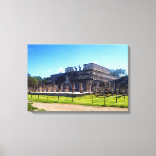 Chichen Itza. Temple warriors Canvas Print