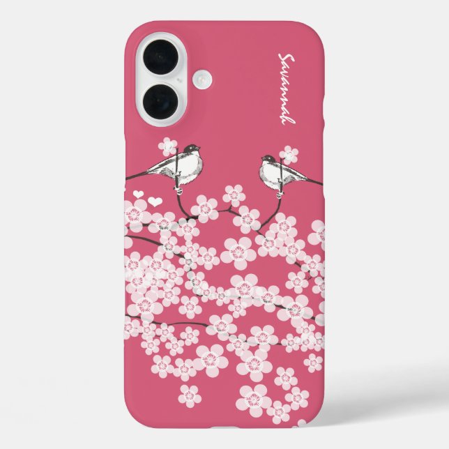 Chick a dee love bird Cherry Blossoms Branch Case-Mate iPhone Case (Back)