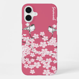 Chick a dee love bird Cherry Blossoms Branch iPhone 16 Plus Case