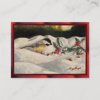 Chick-a-Dee with Mistletoe Postard Style (Blank) Advice Card