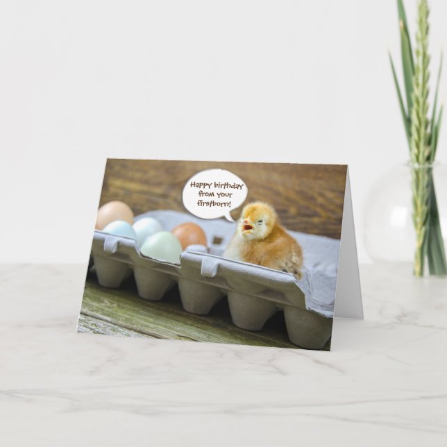 chick and eggs in carton for Mum's birthday Card (Front)