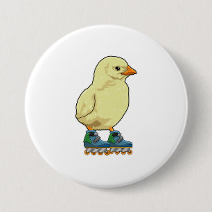 Chick as Inline skater with Inline skates 7.5 Cm Round Badge