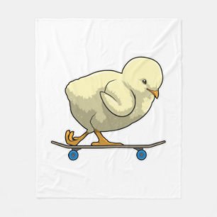 Chick as Skater with Skateboard Fleece Blanket
