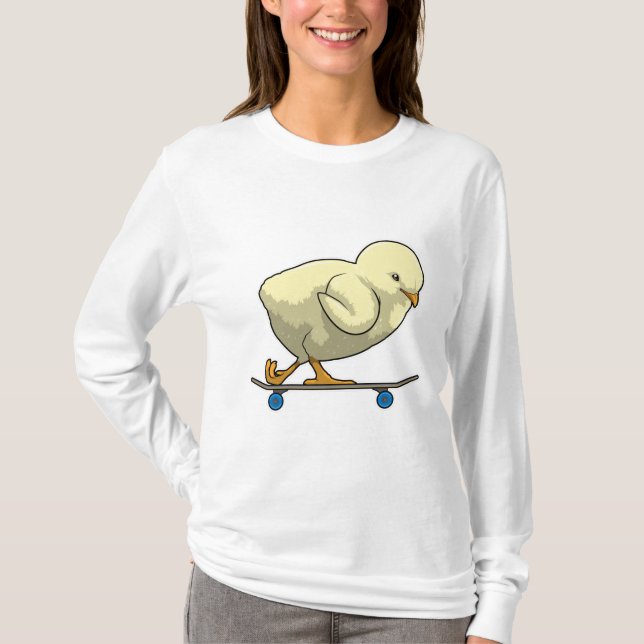 Chick as Skater with Skateboard T-Shirt (Front)