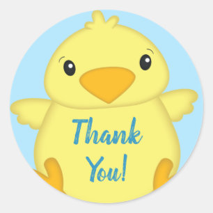 Chick Baby Shower Blue Classic Round Sticker