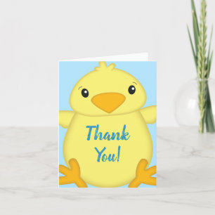 Chick Baby Shower Blue Thank You Card