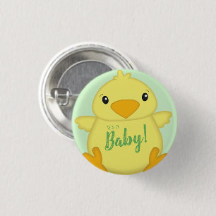 Chick Baby Shower Green 3 Cm Round Badge