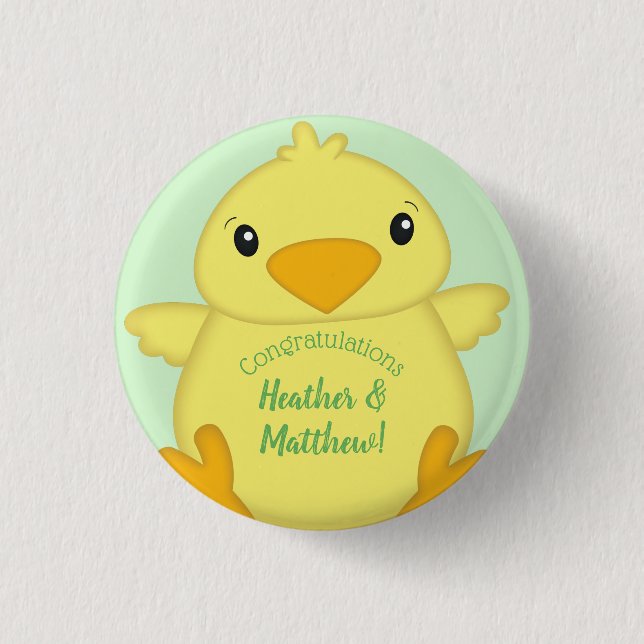 Chick Baby Shower Green 3 Cm Round Badge (Front)