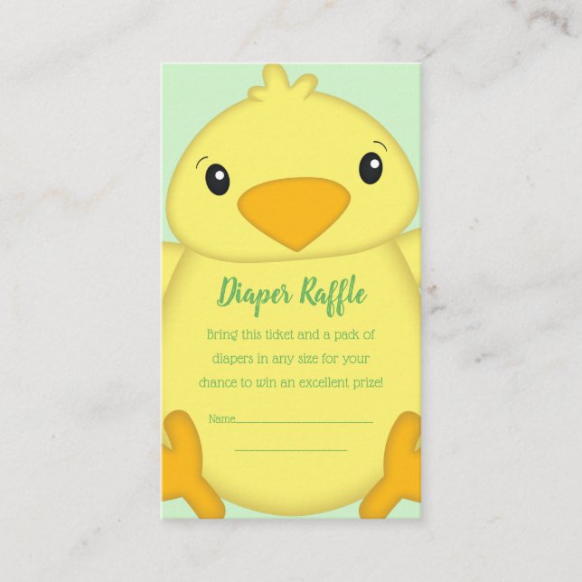 Chick Baby Shower Green Enclosure Card (Front)