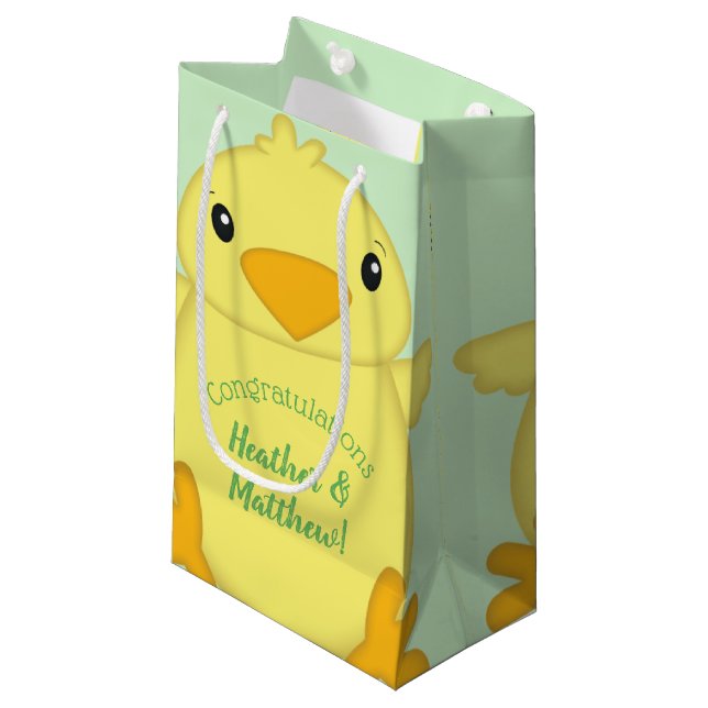 Chick Baby Shower Green Small Gift Bag (Front Angled)