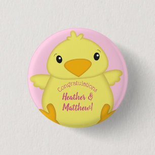 Chick Baby Shower Pink 3 Cm Round Badge
